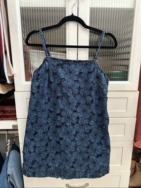 American Eagle Outfitters Navy Blue Floral Eyelet Mini Dress